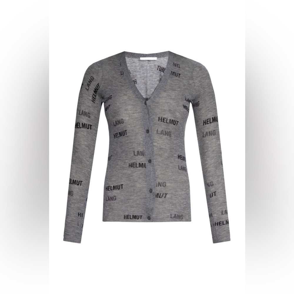 Helmut Lang Logo Cardigan in Gray